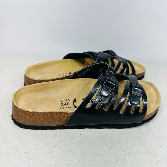 BIRKENSTOCK  Black Patent Leather Sandals | Women’s 37-6 - Picture 2 of 8